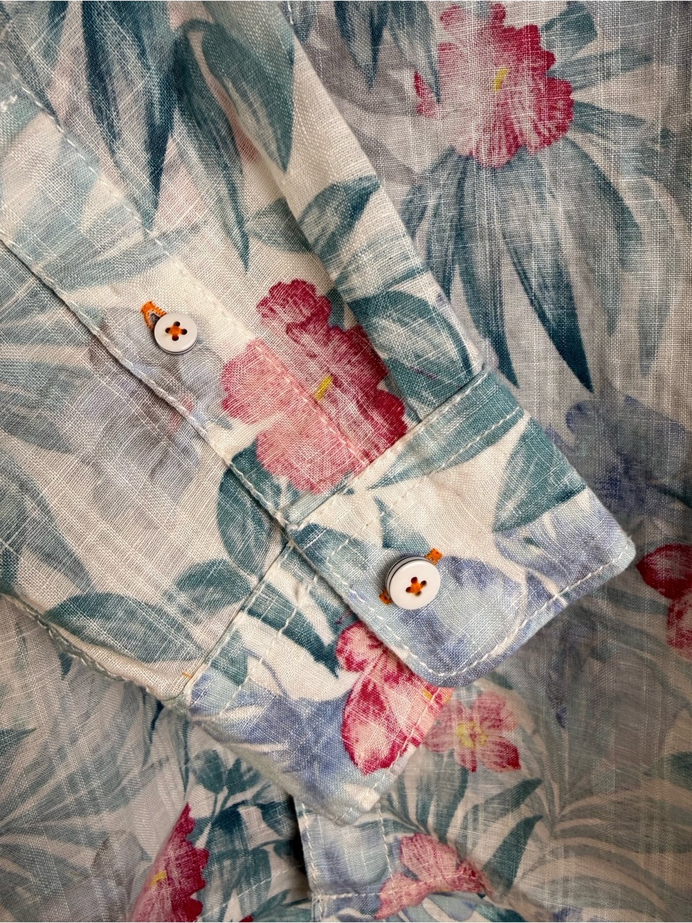 Tommy Bahama Linen Cotton Floral Button-Down Hawaiian Shirt - Picture 8 of 15